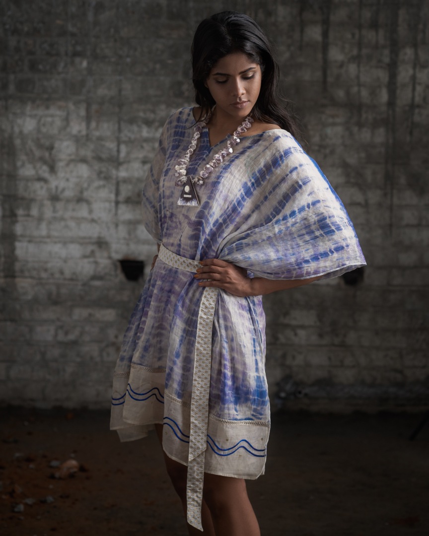 Home kaftan whiteblue