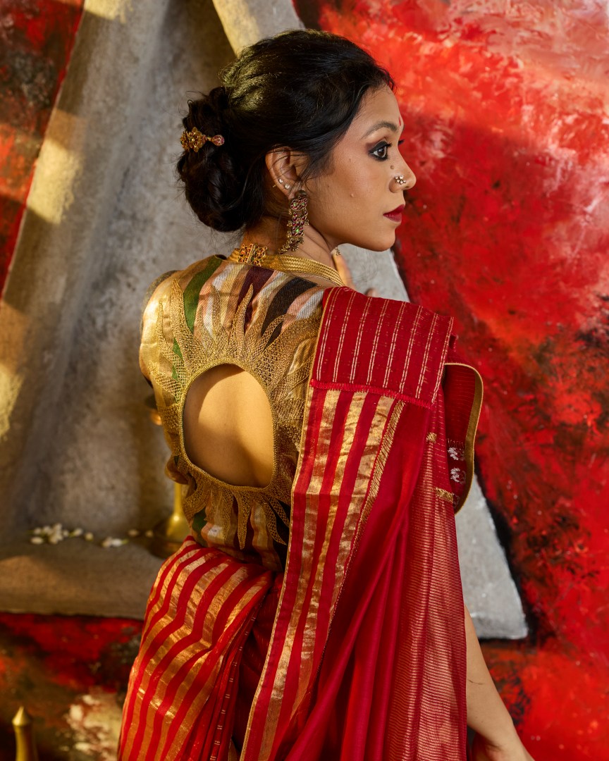 Home saree pongal red